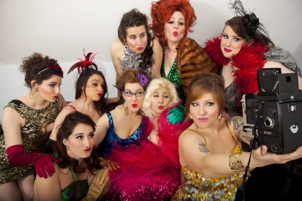 Rogue Burlesque troupe photo -- with duck face! Photo by Sean Molloy.