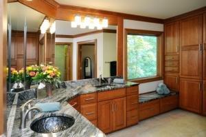 Bathroom Cabinet with granite and glass sink