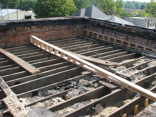 Fixed Rafters on sloped roof before roofing