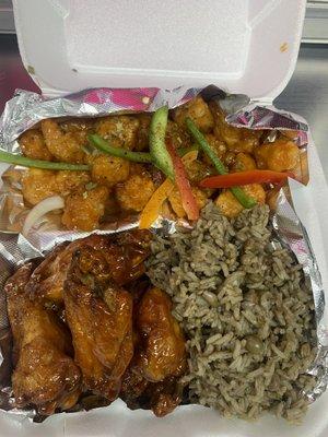 Our delicious honey jerk shrimp & chicken wings combo