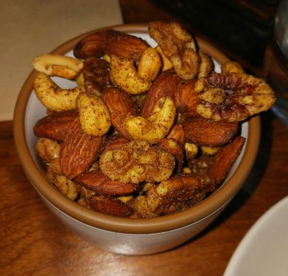 Vine Nut Mix $5.00 mixed nuts, garam masala, cinnamon, demerara sugar, cardamom, honey.