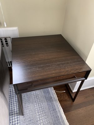 The Allure Drawer Side Table... utter garbage. I've had furniture from Ikea, CB2, and West Elm that has held up better.