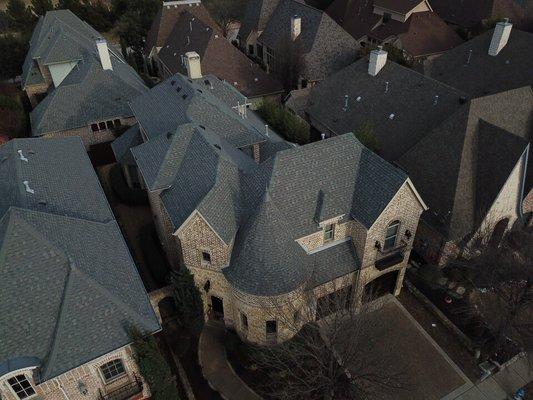 Drone View of a newly finish asphalt roof