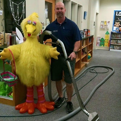 Cleaning job with Big Bird!