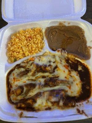 Chicken mole enchiladas