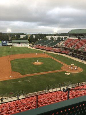 Great stadium for the Mudcats.  Not a bad seat in the house.