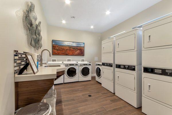 While you do have washer and dryer hookups in your apartment home, you also have the option of using our coinless laundry room instead.