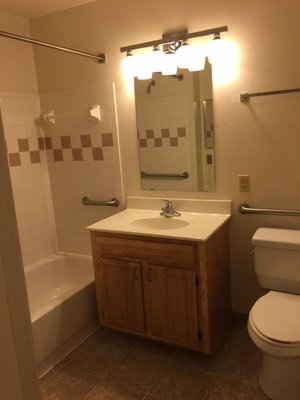 Bathroom with Grab Bars and Emergency Pull Cord