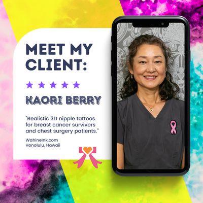 Kaori pivoted her acupuncture business to nipple tattoos for breast cancer survivors. Check my website to see her new website.