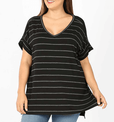 Striped plus size top