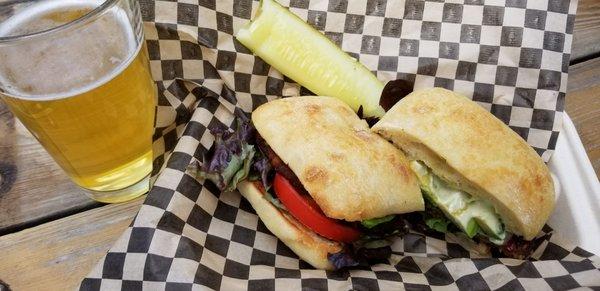 Veggie Burger from Yard Hen & a beer from Bear Belly