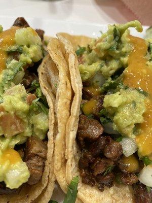 Steak tacos with guac