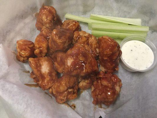 Boneless Honey BBQ Wings with Celery & Ranch