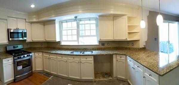 New granite counter-top just installed for this kitchen remodel. Customer loves it!