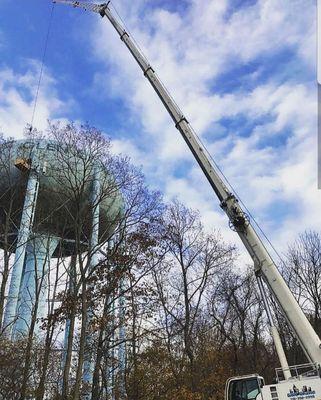 Our Terex Demag/AC 100 doing some work on a water tower