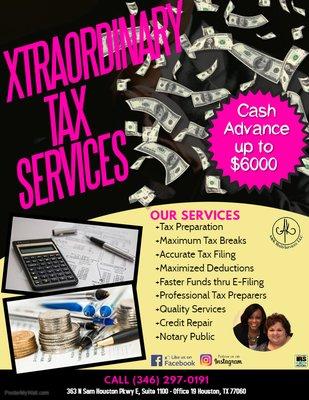 Come visit US this Tax Season! Get the Maximum Refund that YOU Qualify for!