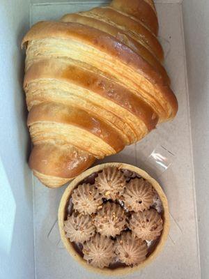 Vegan croissants and a vegan chocolate hazelnut tart