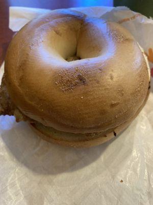 Turkey Sausage Egg & Cheese on a bagel