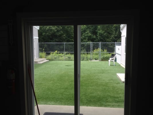 This is the only outdoor run for dogs.  It has astroturf, which not all dogs like.