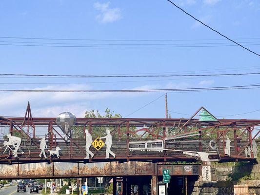 Decorations on bridge next to moshi moshi