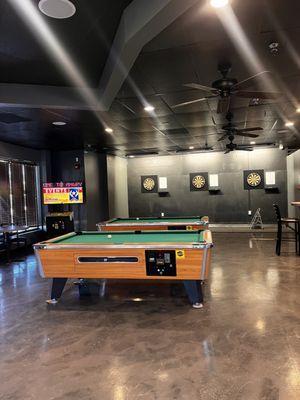 Pool tables and dart boards