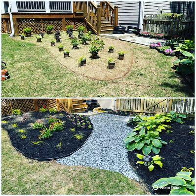 Installation/slate chips pathways/mulch