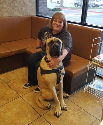 Sarah our kennel tech and Beau.