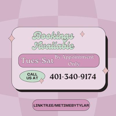 Call, text or visit our website to book your appointment today