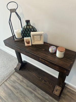 Beautiful entryway table in espresso