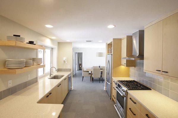 Contemporary kitchen with natural maple finish