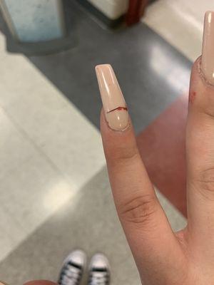 He layered it so much it ended up breaking my actual nail