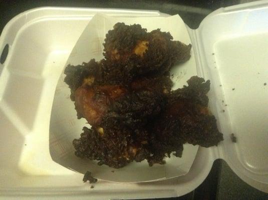 I think my negative review was deleted so here's a photo of the charred mess they served me (maple bacon wings). Yuck!