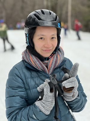 My wife, skiing