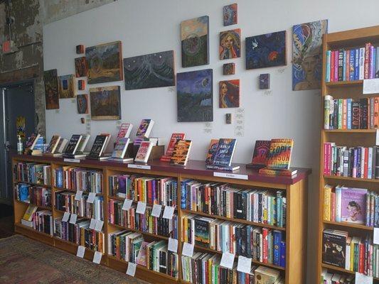 One wall of books