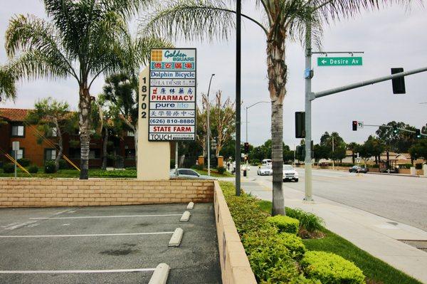 View of plaza sign