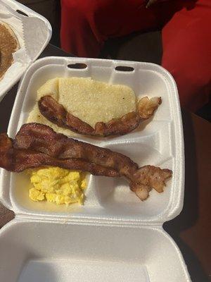 Bacon breakfast plate with a side of pancakes