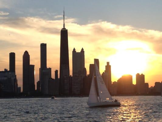 Views from our yacht on an evening sunset cruise.