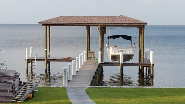 Custom Built Boat House Lift with Lifting Straps