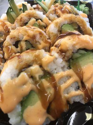 My absolutely gorgeous Vegetarian roll with spicy mayo and teriyaki sauce!! So fresh!!