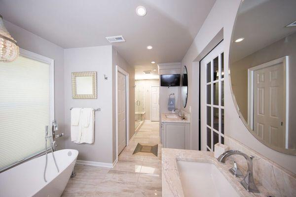 Stand alone tub - custom master bathroom remodel