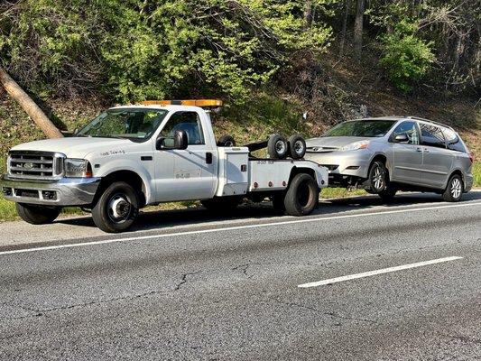 High way tire blown out ...