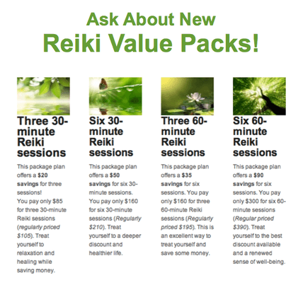 Save money and receive continuing balance and harmony with Reiki Value Packs.