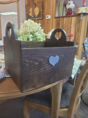 A customer brought this little wooden box to me in pieces. I put it back together for her and gave it a new look.