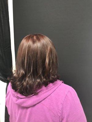 Women's full color and haircut with layers and style