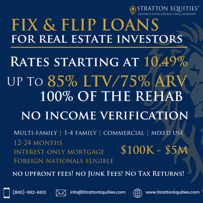 Fix and Flip Loans Rates starting at 10.49%. Up to 85% LTV. APPLY NOW!