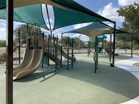 Main play set and overhead shade