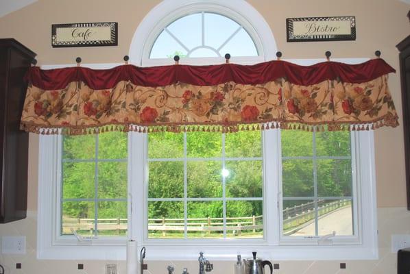 Custom kitchen valance & hardware