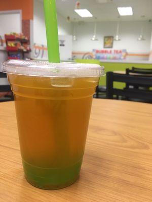 Passion fruit green tea with green apple/kiwi popping bubbles