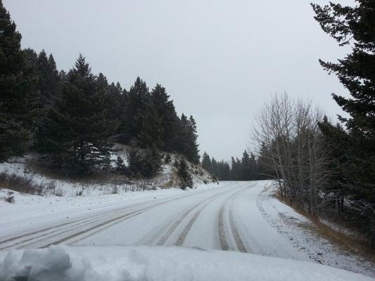 The drive up to the mountain