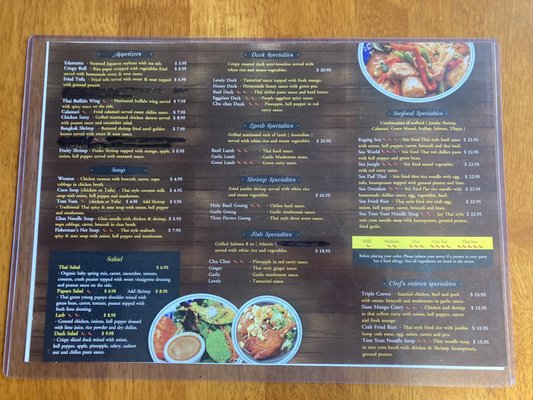 Menu as of October 2022